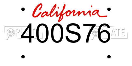 400S76 California License Plate