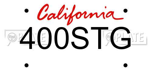 400STG California License Plate