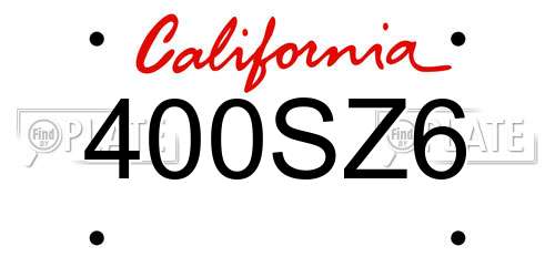 400SZ6 California License Plate