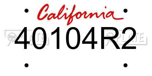 40104R2 California License Plate