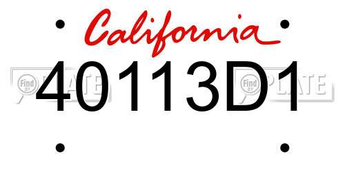 40113D1 California License Plate