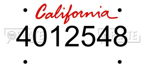 4012548 California License Plate