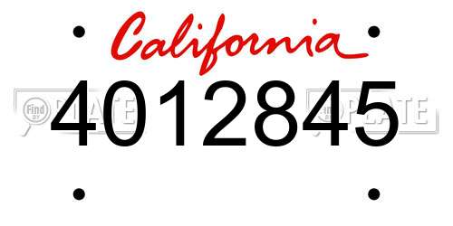 4012845 California License Plate