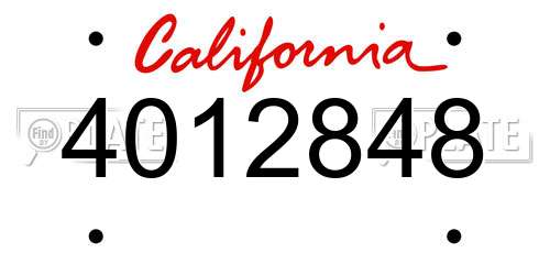 4012848 California License Plate