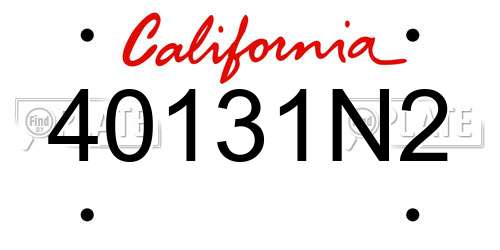 40131N2 California License Plate