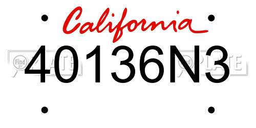 40136N3 California License Plate