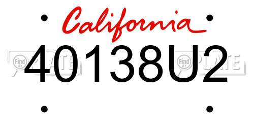 40138U2 California License Plate