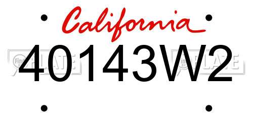 40143W2 California License Plate
