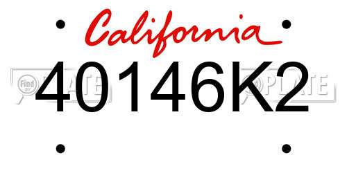 40146K2 California License Plate