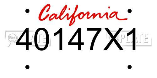 40147X1 California License Plate