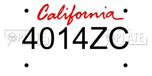 4014ZC California License Plate
