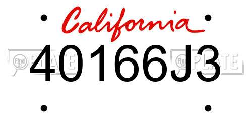 40166J3 California License Plate