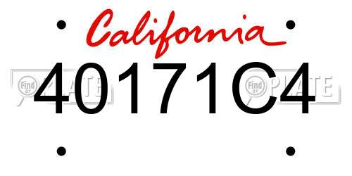 40171C4 California License Plate