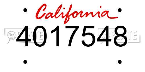 4017548 California License Plate