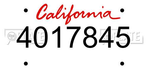 4017845 California License Plate