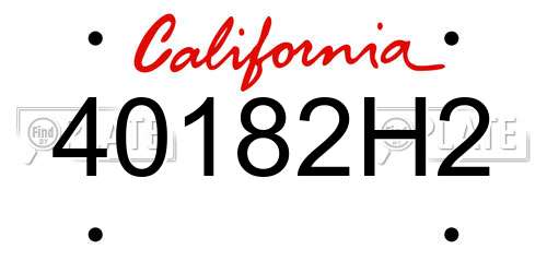40182H2 California License Plate