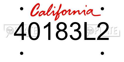 40183L2 California License Plate