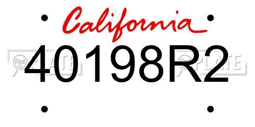 40198R2 California License Plate