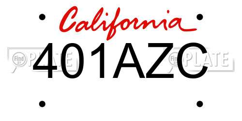 401AZC California License Plate