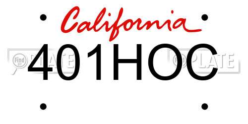401HOC California License Plate