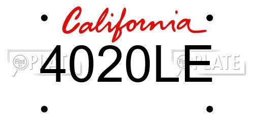 4020LE California License Plate