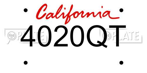 4020QT California License Plate