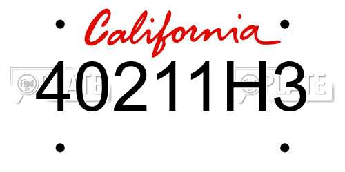 40211H3 California License Plate