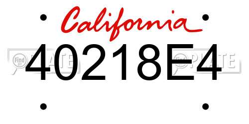 40218E4 California License Plate