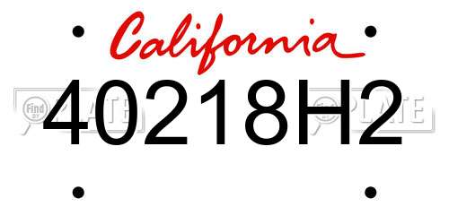 40218H2 California License Plate