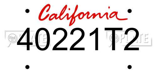 40221T2 California License Plate