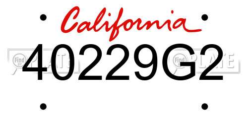 40229G2 California License Plate