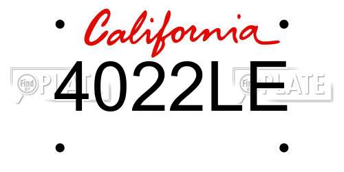 4022LE California License Plate