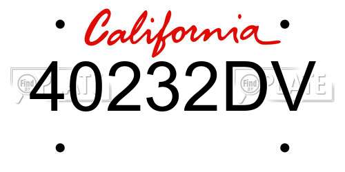 40232DV California License Plate