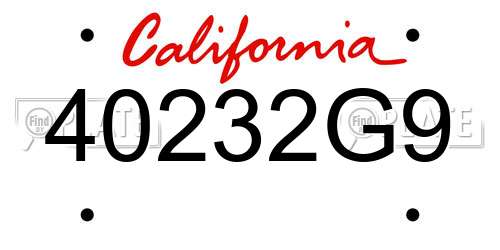 40232G9 California License Plate