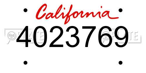 4023769 California License Plate