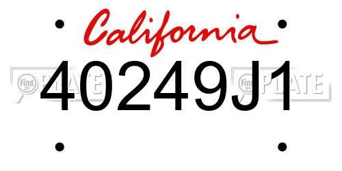 40249J1 California License Plate