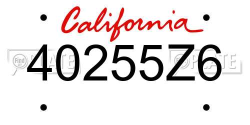 40255Z6 California License Plate
