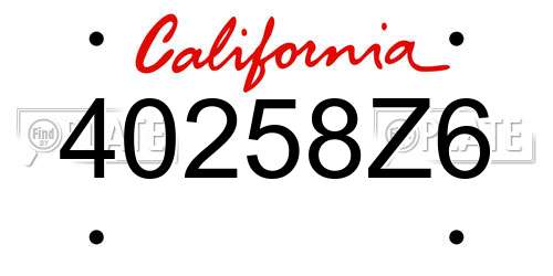 40258Z6 California License Plate