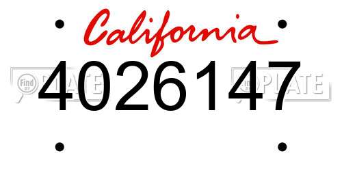 4026147 California License Plate