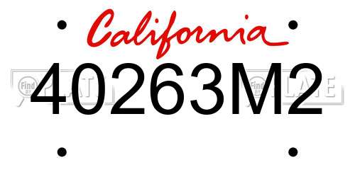 40263M2 California License Plate