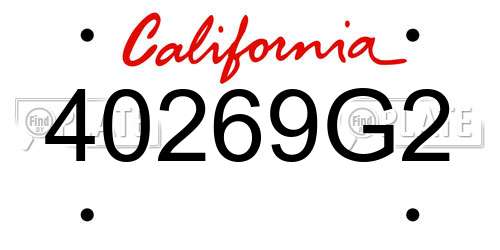 40269G2 California License Plate