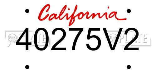 40275V2 California License Plate