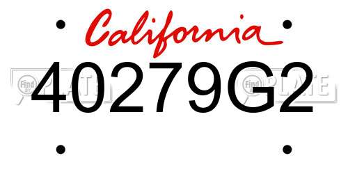 40279G2 California License Plate