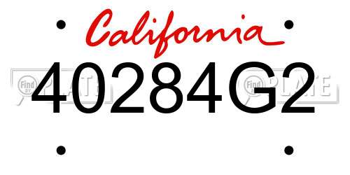 40284G2 California License Plate
