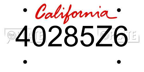 40285Z6 California License Plate