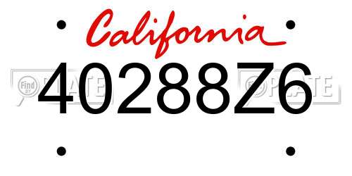 40288Z6 California License Plate