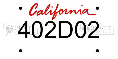 402D02 California License Plate