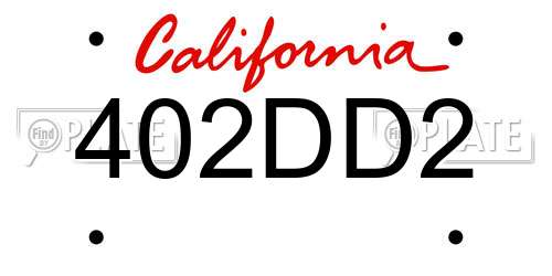 402DD2 California License Plate
