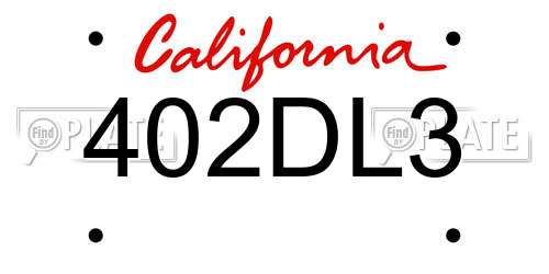 402DL3 California License Plate