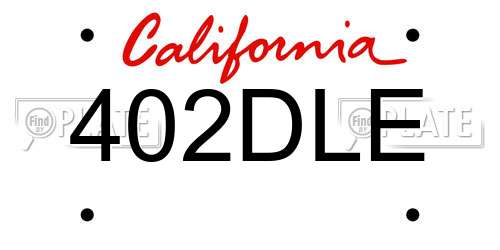 402DLE California License Plate